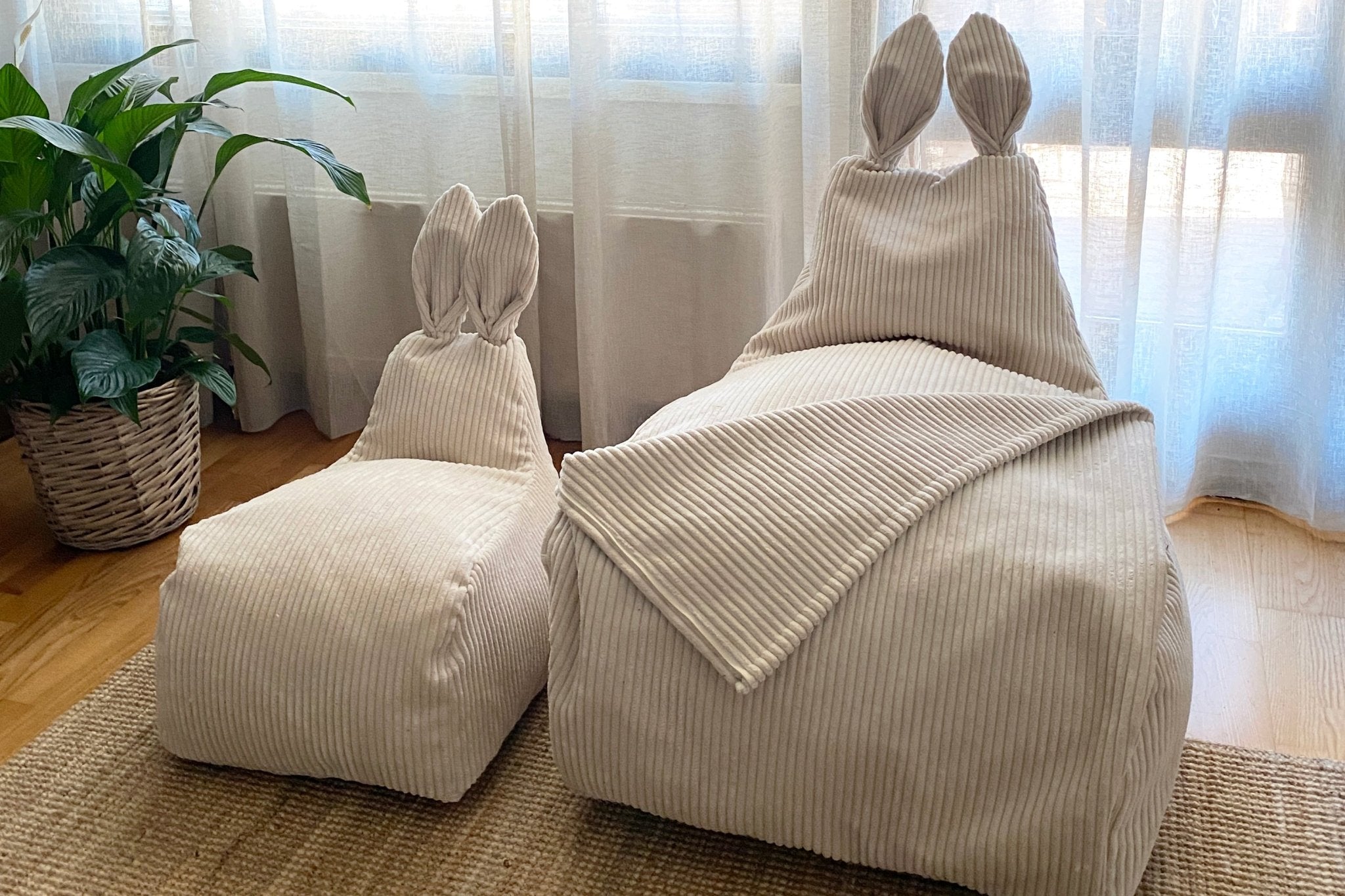 BUNNY L Bean Bag, Corduroy, Cream - Scandinavian Stories by Marton