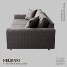 HELSINKI 4 - seater sofa/single bed, Exclusive Corduroy, Antracite, removable & washable - Scandinavian Stories by Marton