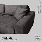 HELSINKI 4 - seater sofa/single bed, Exclusive Corduroy, Antracite, removable & washable - Scandinavian Stories by Marton