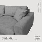 HELSINKI 4 - seater sofa/single bed, Exclusive Corduroy, Concrete Grey, removable & washable - Scandinavian Stories by Marton