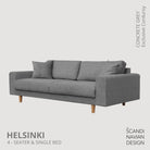 HELSINKI 4 - seater sofa/single bed, Exclusive Corduroy, Concrete Grey, removable & washable - Scandinavian Stories by Marton