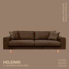 HELSINKI 4 - seater sofa/single bed, Exclusive Corduroy, Dark Chocolate removable & washable - Scandinavian Stories by Marton