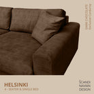 HELSINKI 4 - seater sofa/single bed, Exclusive Corduroy, Dark Chocolate removable & washable - Scandinavian Stories by Marton