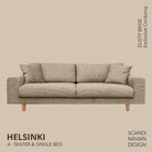 HELSINKI 4 - seater sofa/single bed, Exclusive Corduroy, Dusty Beige removable & washable - Scandinavian Stories by Marton