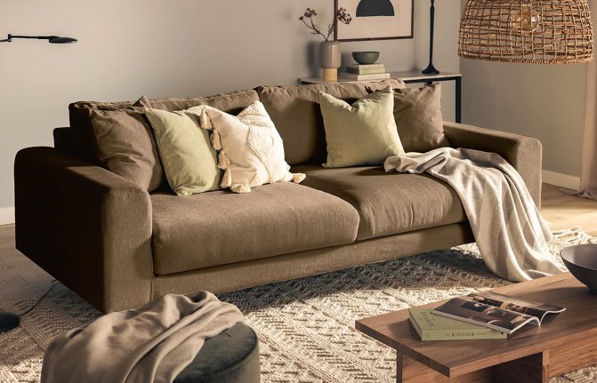 HELSINKI 4 - seater sofa/single bed, Exclusive Corduroy, Dusty Beige removable & washable - Scandinavian Stories by Marton