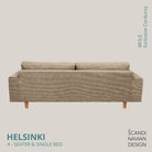 HELSINKI 4 - seater sofa/single bed, Exclusive Corduroy, Mole, removable & washable - Scandinavian Stories by Marton