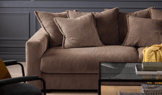 LUND 3 - seater Sofa, Dark Chocolate Corduroy, removable & washable cover - Scandinavian Stories by Marton