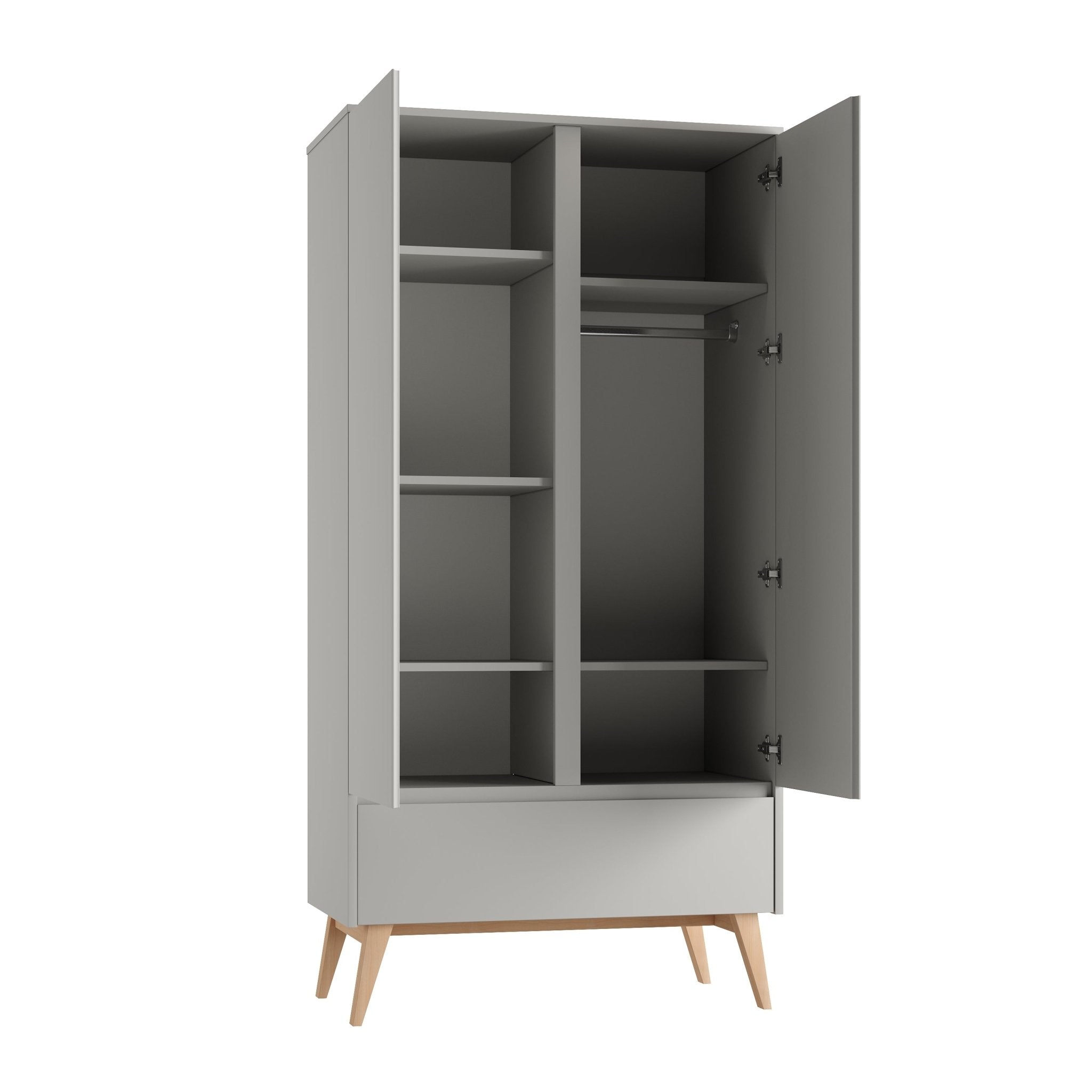 Saga 2-door wardrobe + 1 drawer wardrobe Grey color - Scandinavian Stories by Marton