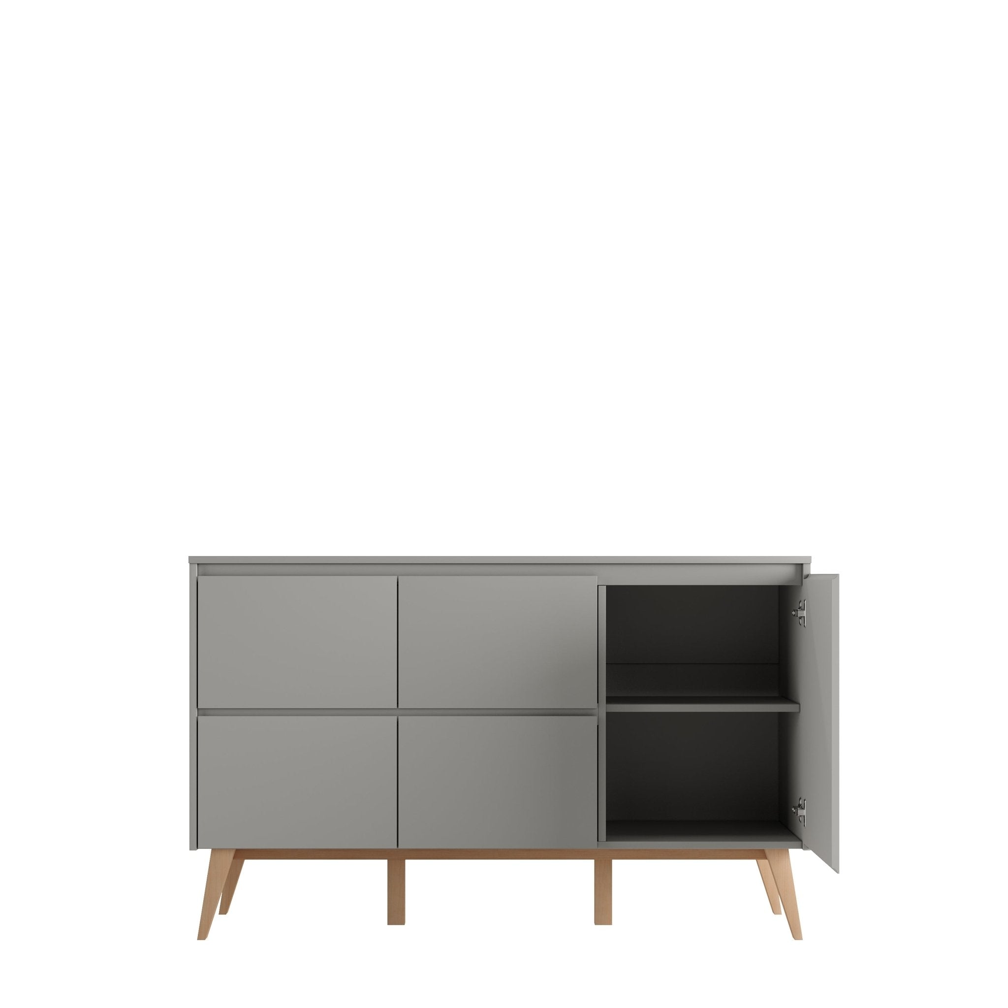 Saga 4-chest of drawer + 1 door Grey color - Scandinavian Stories by Marton