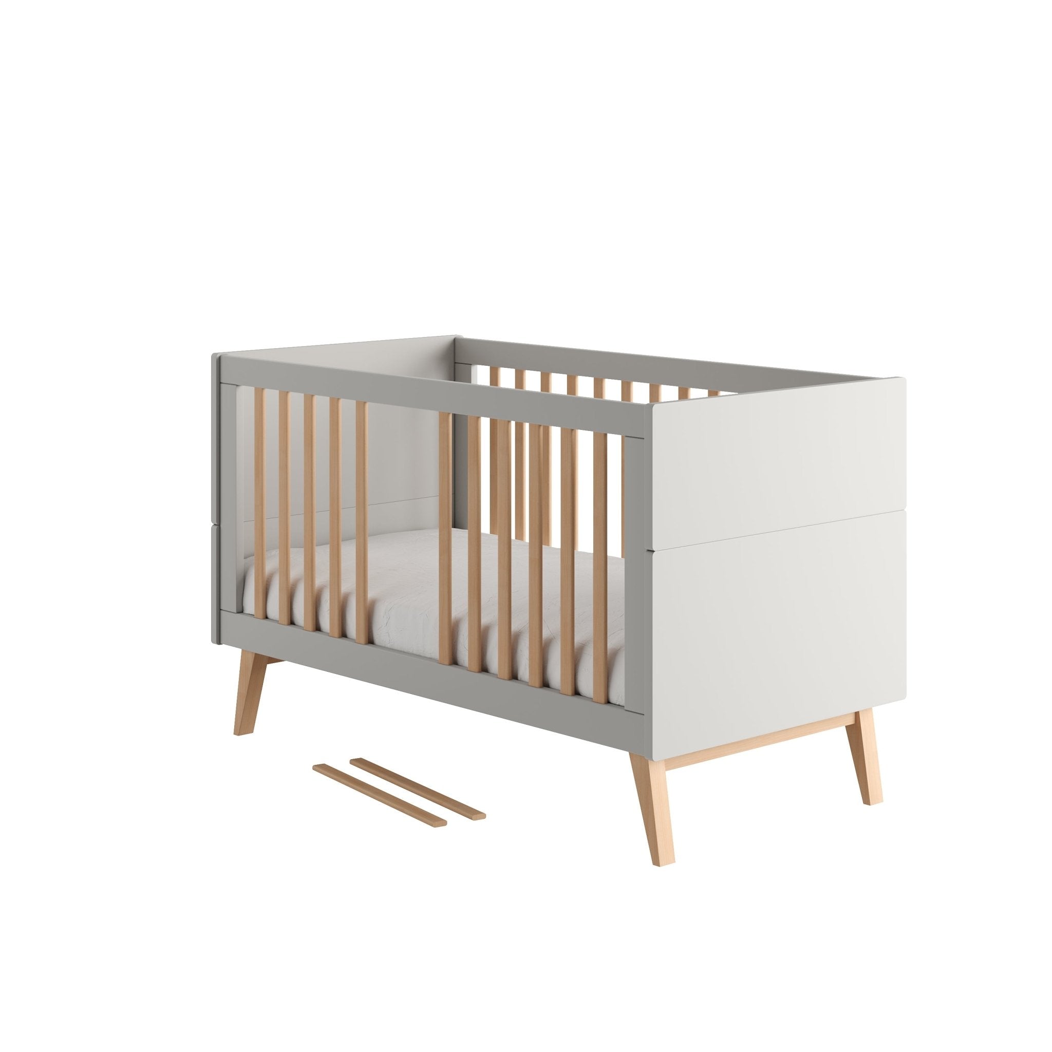 Saga Bed/Cot, 3 growing functions 140 x 70 cm Grey color - Scandinavian Stories by Marton