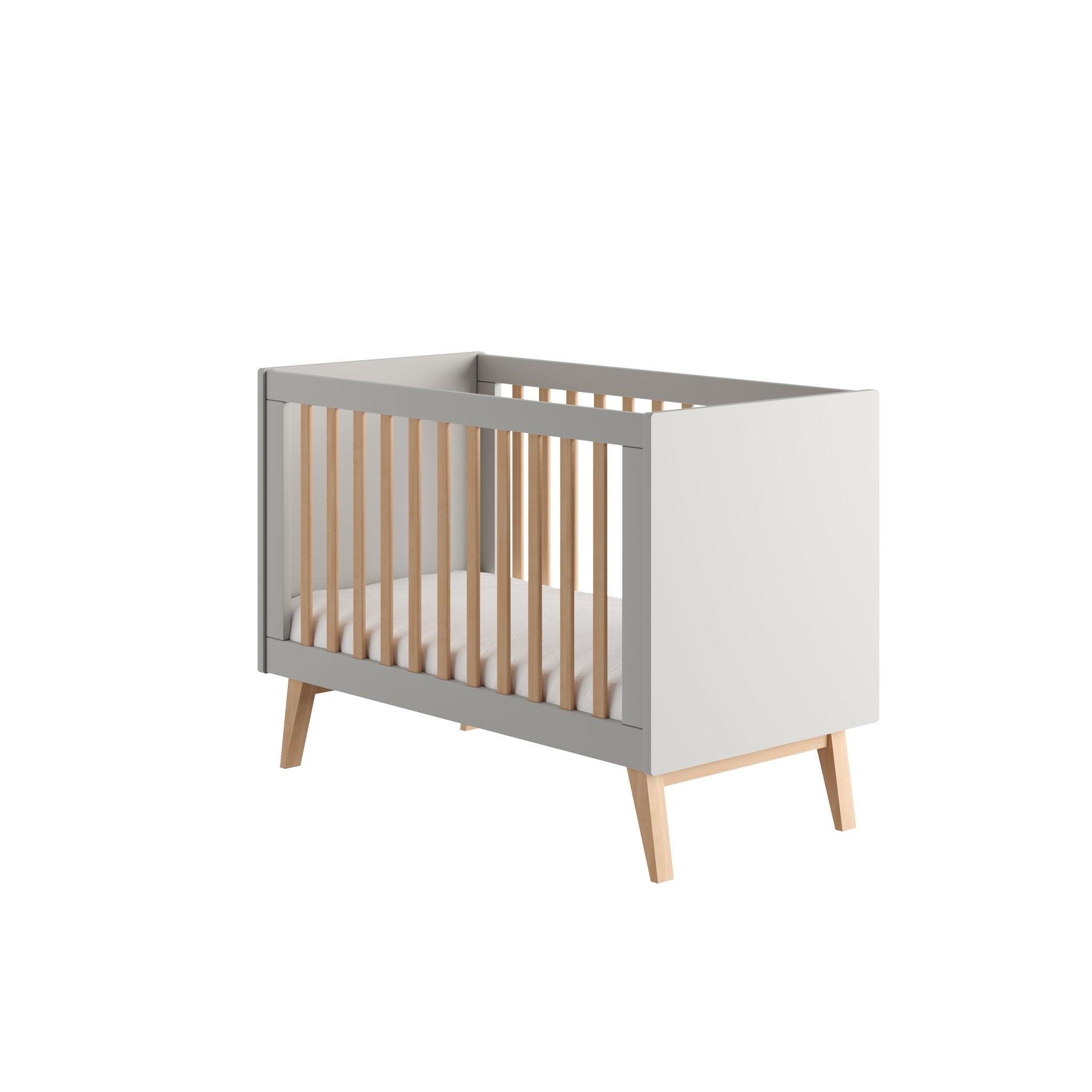 Saga Cot, 2 growing functions 120x 60 cm Grey color - Scandinavian Stories by Marton