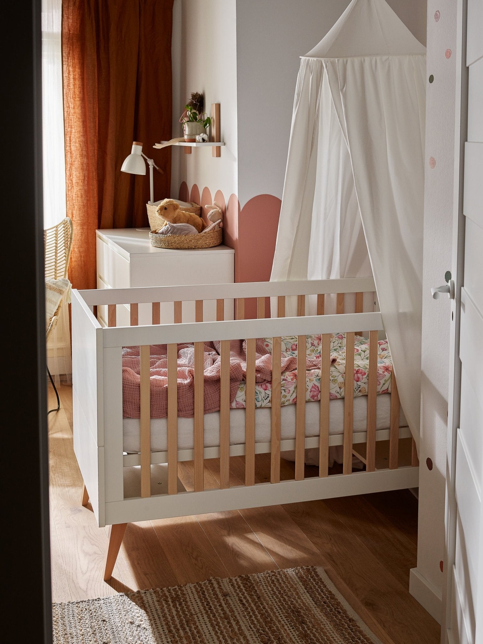 Saga Cot, 2 growing functions 120x 60 cm White color - Scandinavian Stories by Marton