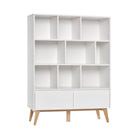 Saga Wide bookcase + 2 drawer White color - Scandinavian Stories by Marton