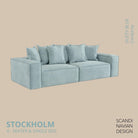 STOCKHOLM 4 - seater sofa/single bed Corduroy Dusty Blue removable & washable cover - Scandinavian Stories by Marton