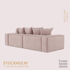 STOCKHOLM 4 - seater sofa/single bed Corduroy Dusty Pink removable & washable cover - Scandinavian Stories by Marton