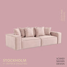 STOCKHOLM 4 - seater sofa/single bed Corduroy Dusty Pink removable & washable cover - Scandinavian Stories by Marton