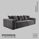 STOCKHOLM 4 - seater sofa/single bed Exclusive Corduroy, Antracite removable & washable cover - Scandinavian Stories by Marton