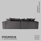 STOCKHOLM 4 - seater sofa/single bed Exclusive Corduroy, Antracite removable & washable cover - Scandinavian Stories by Marton