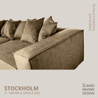 STOCKHOLM 4 - seater sofa/single bed Exclusive Corduroy Chocolate removable & washable cover - Scandinavian Stories by Marton