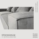 STOCKHOLM 4 - seater sofa/single bed Exclusive Corduroy, Concrete Grey removable & washable covers - Scandinavian Stories by Marton