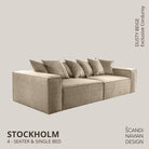 STOCKHOLM 4 - seater sofa/single bed Exclusive Corduroy Dusty Beige removable & washable cover - Scandinavian Stories by Marton