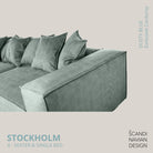 STOCKHOLM 4 - seater sofa/single bed Exclusive Corduroy,Dusty Blue removable & washable cover - Scandinavian Stories by Marton