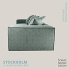 STOCKHOLM 4 - seater sofa/single bed Exclusive Corduroy,Dusty Blue removable & washable cover - Scandinavian Stories by Marton