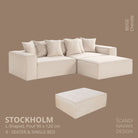 STOCKHOLM L - Shaped sofa/single bed Chenille Beige removable & washable cover - Scandinavian Stories by Marton