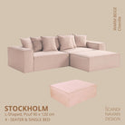 STOCKHOLM L - Shaped sofa/single bed Chenille Warm Beige removable & washable cover - Scandinavian Stories by Marton