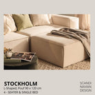 STOCKHOLM L - Shaped sofa/single bed Corduroy Dusty Blue removable & washable cover - Scandinavian Stories by Marton