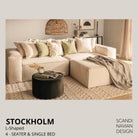 STOCKHOLM L - Shaped sofa/single bed Corduroy Dusty Pink removable & washable cover - Scandinavian Stories by Marton