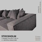 STOCKHOLM L - Shaped sofa/single bed Exclusive Corduroy Antracite removable & washable cover - Scandinavian Stories by Marton