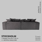 STOCKHOLM L - Shaped sofa/single bed Exclusive Corduroy Antracite removable & washable cover - Scandinavian Stories by Marton