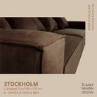 STOCKHOLM L - Shaped sofa/single bed Exclusive Corduroy Dark Chocolate removable & washable cover - Scandinavian Stories by Marton