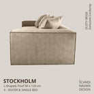 STOCKHOLM L - Shaped sofa/single bed Exclusive Corduroy Dusty Beige removable & washable cover - Scandinavian Stories by Marton