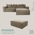 STOCKHOLM L - Shaped sofa/single bed Exclusive Corduroy Mole removable & washable cover - Scandinavian Stories by Marton