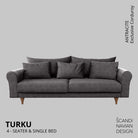 TURKU 4 - seater sofa/single bed Exclusive Corduroy, Antracite removable & washable covers - Scandinavian Stories by Marton