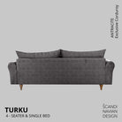 TURKU 4 - seater sofa/single bed Exclusive Corduroy, Antracite removable & washable covers - Scandinavian Stories by Marton