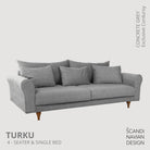 TURKU 4 - seater sofa/single bed Exclusive Corduroy, Concrete Grey removable & washable covers - Scandinavian Stories by Marton