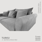 TURKU 4 - seater sofa/single bed Exclusive Corduroy, Concrete Grey removable & washable covers - Scandinavian Stories by Marton