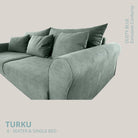 TURKU 4 - seater sofa/single bed Exclusive Corduroy, Dusty Blue removable & washable covers - Scandinavian Stories by Marton