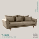 TURKU 4 - seater sofa/single bed Exclusive Corduroy, Mole removable & washable covers - Scandinavian Stories by Marton